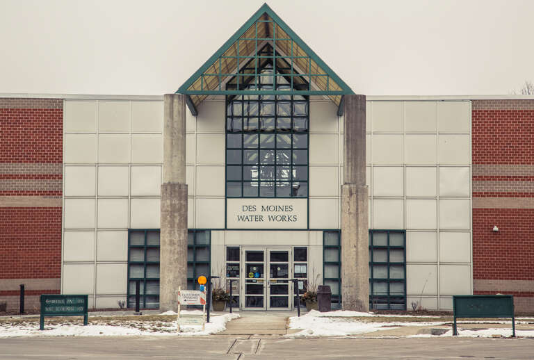 The Des Moines Water Works (DMWW, water utility provider) building at 2201 George Flagg Parkway in Des Monies, Iowa.