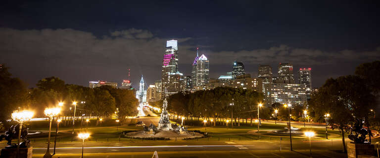 500px provided description: Eakins Oval, Philadelphia, Pa. [#landscape ,#city ,#night ,#urban ,#long exposure ,#philadelphia ,#pa ,#eakins oval]
