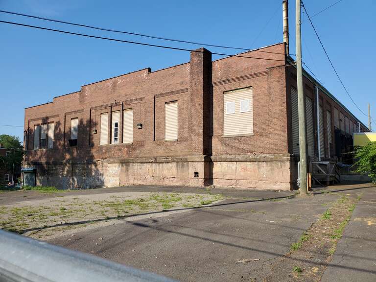 The former streetcar barn in Middletown, seen in June 2021