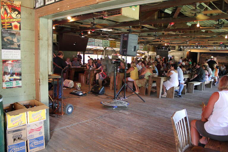 Live music is one of the many great features of the oldest dance hall in Texas. As you can see Gruene is a very busy place. This was taken on a Sunday afternoon.