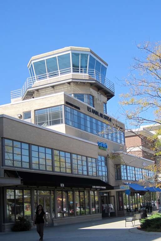 Hangar 1, Naval Air Station Glenview (1923). 

The base was operated by the U.S. Navy from 1938 to 1995. The main hangar was built in 1923 as a private venture with all of the latest advances in lighting and communication.
It hosted several prominent