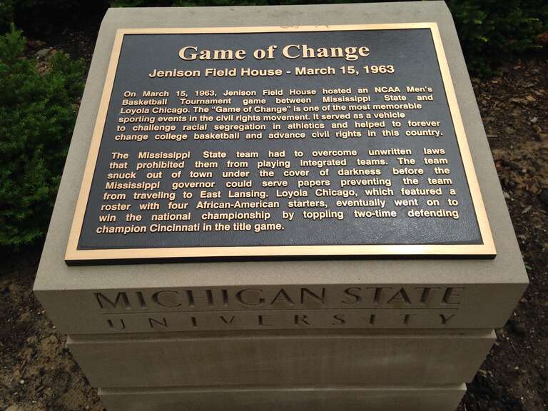 Historic Marker of &quot;Game of Change&quot; at Jenison Fieldhouse, East Lansing, Michigan