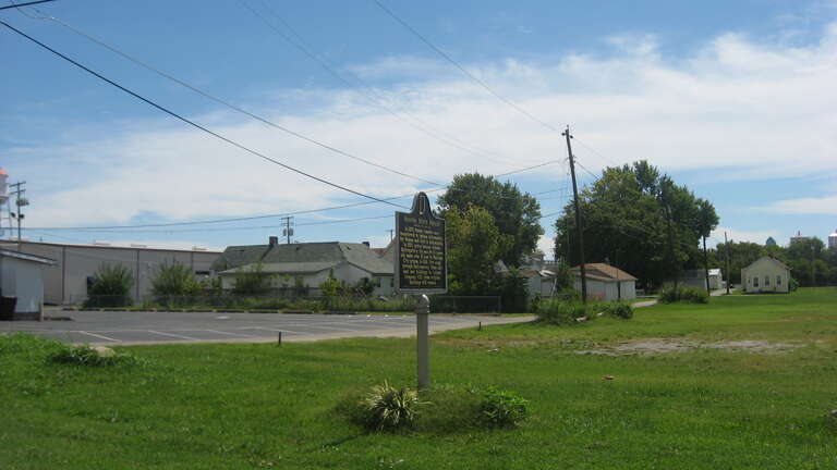 A historical marker at the site of the old Indiana State Prison on Clark Boulevard in Clarksville, Indiana, United States.