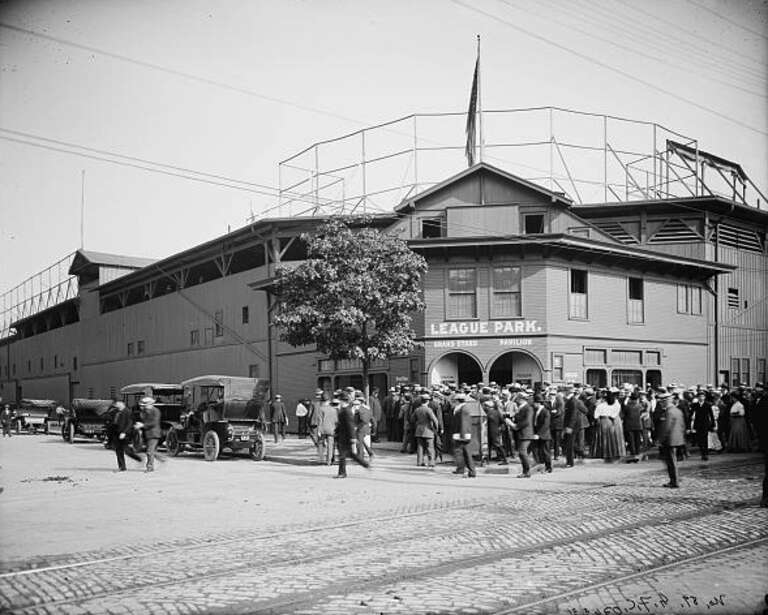 League Park in Cleveland, Ohio, circa 1905. Some of the section pictured in this photo still stands today.