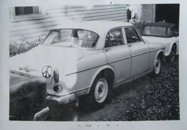 at 620 Gunson St., East Lansing, Michigan.  I lived there with three or four other guys.  Our house was known as the Alpha Beta Potato fraternity.

1965 Comet Caliente on the left and TR4 on the right.