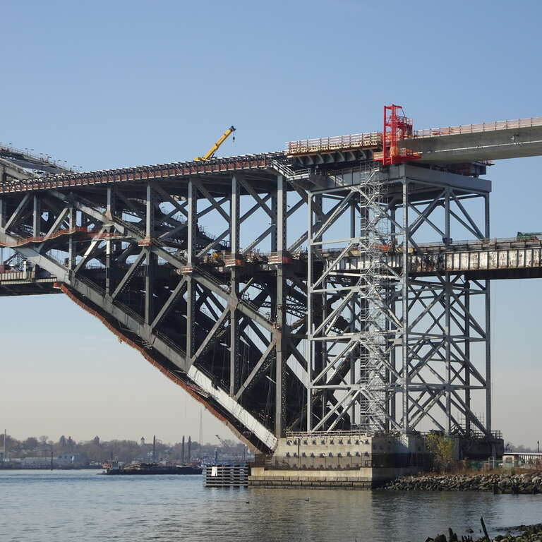 Looking southwest at north pier with two decks