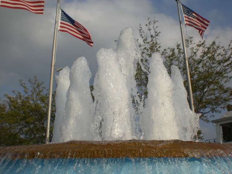 Closeup of the riverfront fountain in Owensboro, Kentucky, United States.