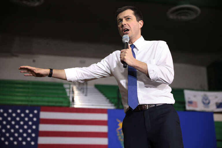Former Mayor Pete Buttigieg speaking with supporters at a campaign rally at Rancho High School in North Las Vegas, Nevada.

Please attribute to Gage Skidmore if used elsewhere.
