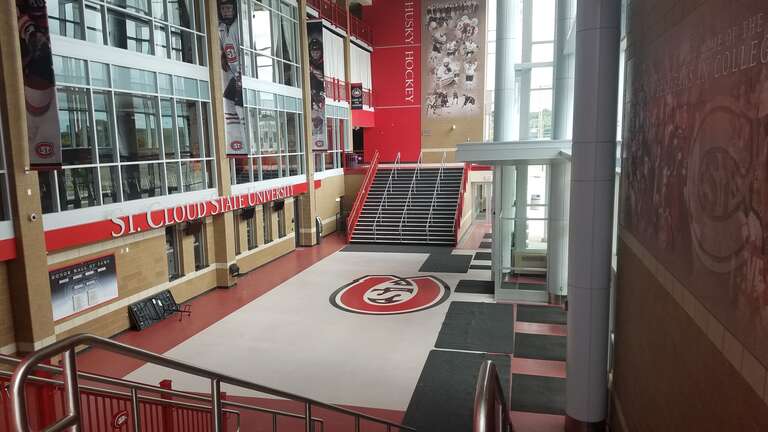 The atrium of the Herb Brooks National Hockey Center at St. Cloud State University in Central Minnesota.