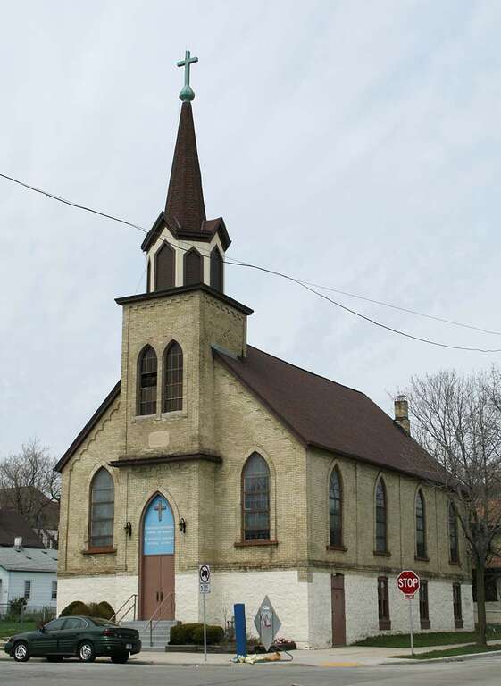 Salem Evangelical Church, Milwaukee, Wisconsin. National Register of Historic Places. Currently St. Michael's Ukrainian Catholic Church.