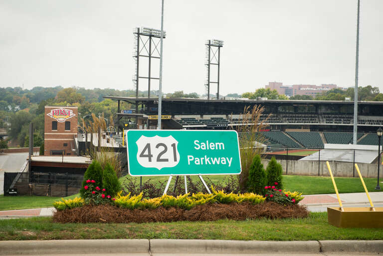 Presentation of new sign at the Salem Parkway Groundbreaking, located at the BB&amp;amp;T Ballpark.