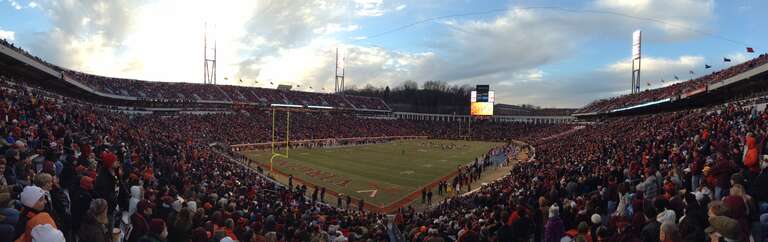 Scott Stadium at night, taken during the University of Virginia's 2013 game against the Virginia Tech Hokies.