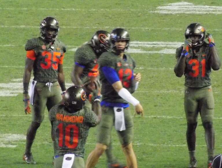 The Florida Gators football &quot;swamp green&quot; uniforms worn October 14, 2017