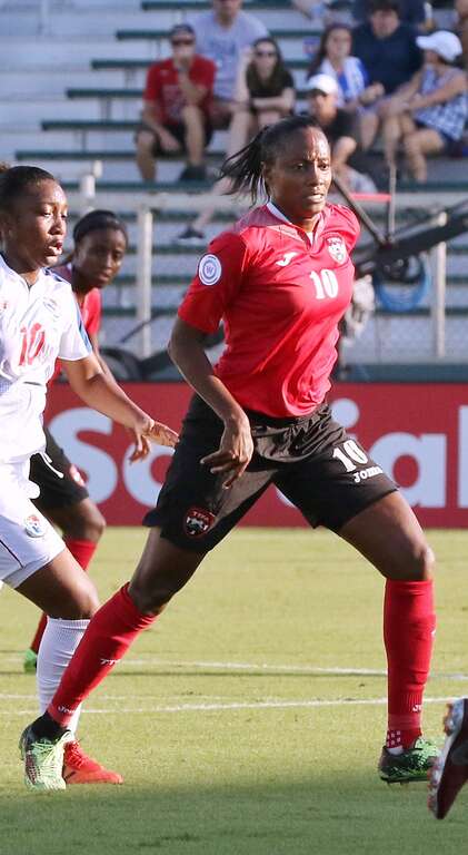 Tasha St Louis playing for Trinidad and Tobago in a match against Panama at the 2018 CONCACAF Women's Championship on Oct. 04, 2018.