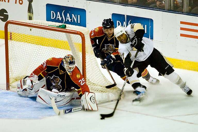 Tomas Vokoun, Ruslan Salei and Georges Laraque

(Pittsburgh Penguins vs. Florida Panthers)