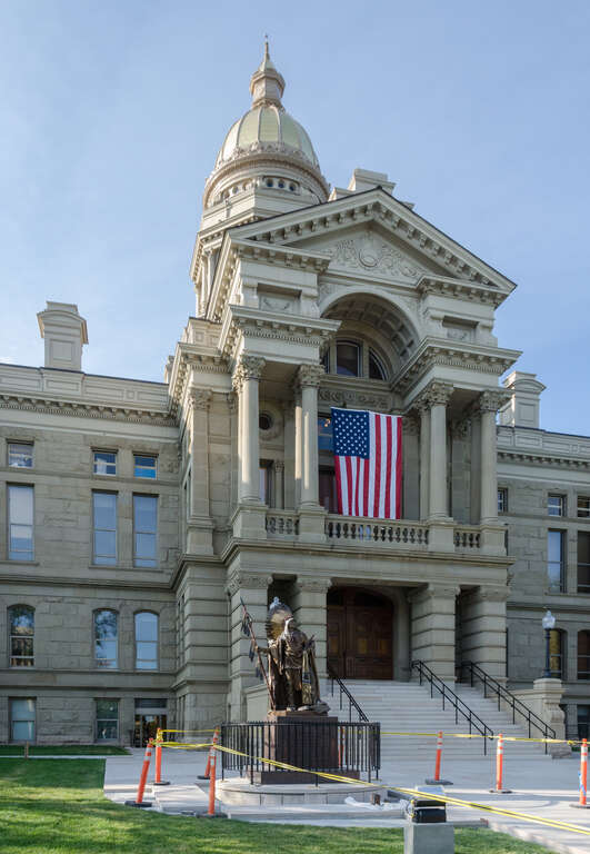 The central part of the Wyoming State Capitol as seen from south