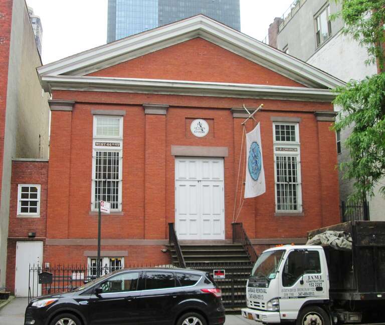 The Actors Studio at 432 West 44th Street in the Hell's Kitchen (Clinton) neighborhood of Manhattan, New York City was founded in 1947.  In 1955 the Studio bought the Greek Revival building which had been built in 1858 or 1859 for the Seventh
