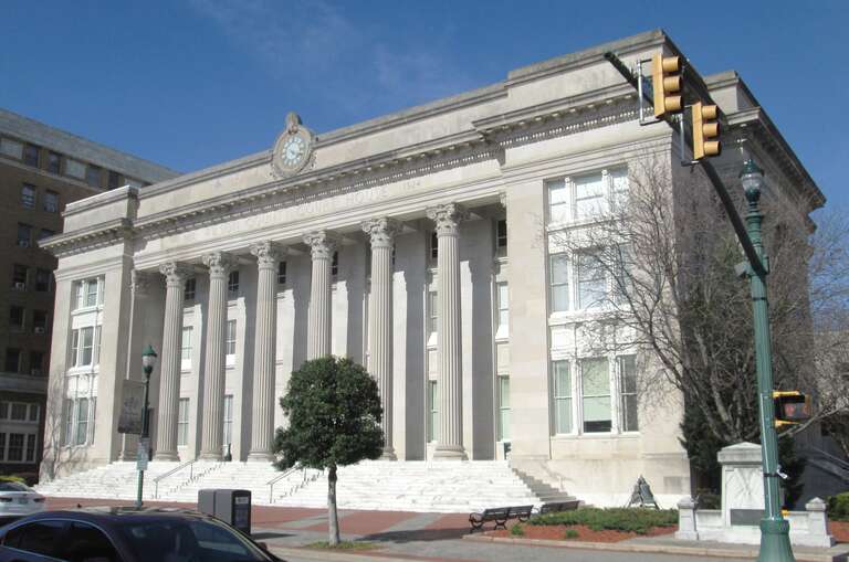 The Wilson County Court House at 115 Nash Street E in Wilson, North Carolina was built in 1925-25, replacing a brick court house on the same site that had been built in 1855 and re-modeled in 1902.  The current courthouse was designed by Fred A.