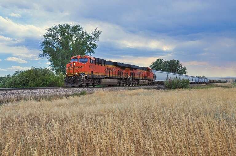 Tijdens een road-trip die mijn zus en zwager met vrienden door Noord-America en Canada maken, in september 2016, worden ook treinenfoto's gemaakt. Hier bij Billings troffen ze een lang goederentransport getrokken door twee BNSF locs; de 6993 en 7978.