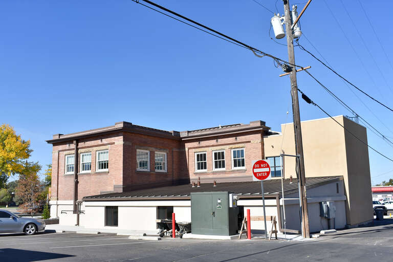 The northeast corner of Caldwell Carnegie Library, showing the area of a 1950 basement remodel. The library moved to another location in 1976. In 2017 the building was rededicated as the Caldwell Veterans Memorial Hall in Caldwell, Idaho.