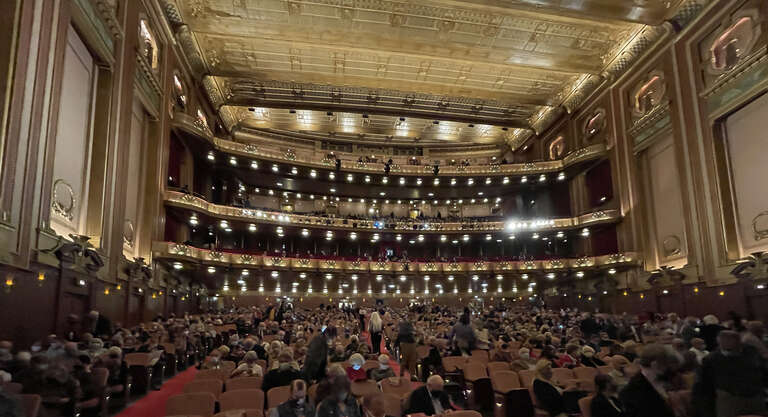 A view of the inside of the Civic Opera House in Chicago at a Lyric Opera performance on October 6, 2021.