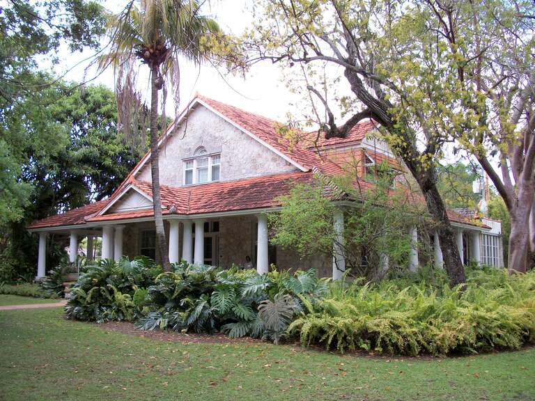 Veranda and gardens at the Coral Gables House, Florida.