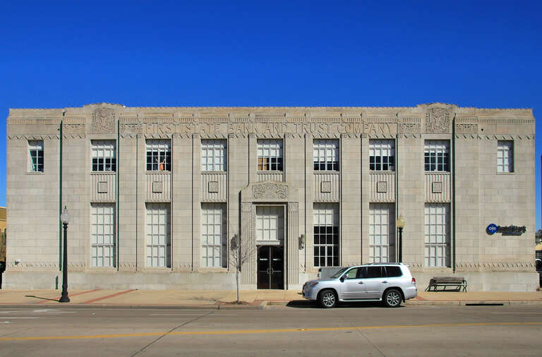 The First State Bank and Trust Building in Bryan, Texas, United States. The building was listed on the National Register of Historic Places on September 25, 1987.