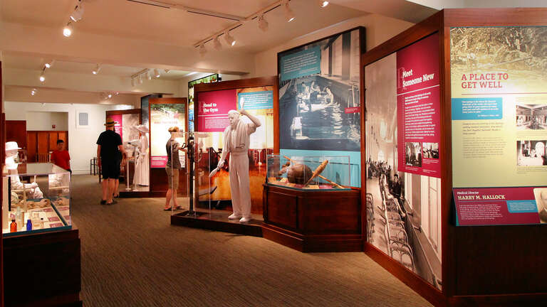 Interpretive area in the Fordyce Bathhouse in Hot Springs National Park, Hot Springs, Arkansas, United States.