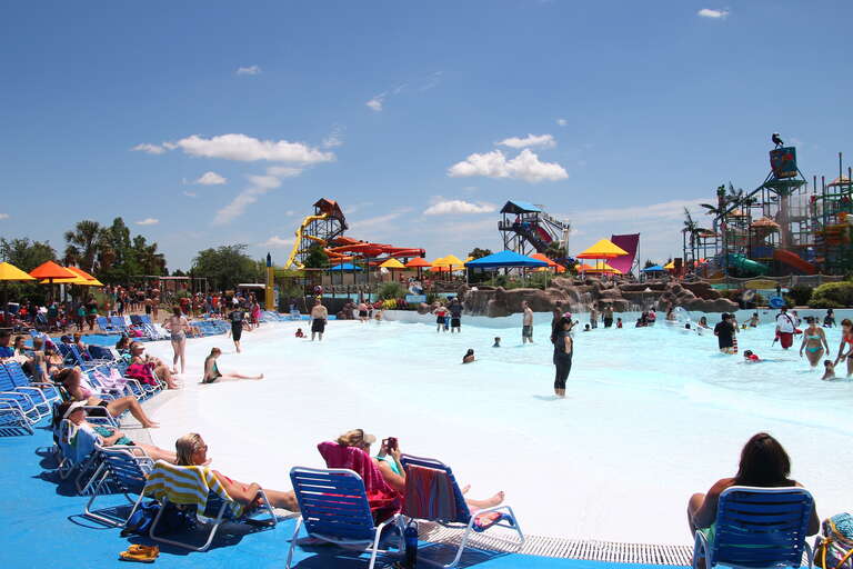 Breaker Bay wavepool at Hawaiian Falls waterpark in The Colony, Texas.
