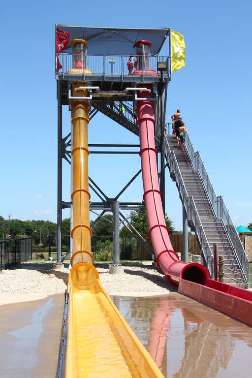 The Torpedo water tube slide ride at Hawaiian Falls waterpark in The Colony, Texas.