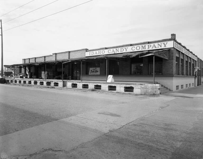 Myrtle Street side of the Idaho Candy Company Warehouse, located at the intersection of Eighth and Myrtle Streets in Boise, Idaho, United States.  The warehouse is part of the South Eighth Street Historic District, which is listed on the National