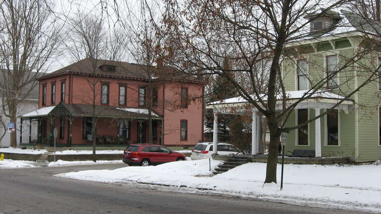 Houses on the southern side of the 1000 block of E. Logan Street in Noblesville, Indiana, United States.  This block is part of the Conner Street Historic District, a historic district that is listed on the National Register of Historic Places.