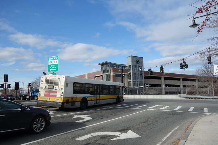 at Washington Street and Bridge Street at the north end of downtown Salem, Massachusetts.