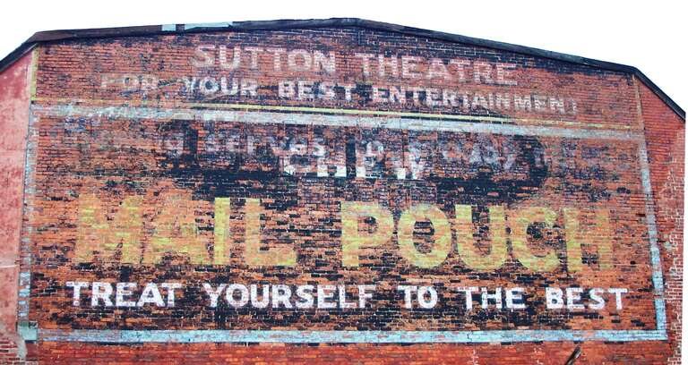 &quot;Mail Pouch&quot; advertisement on side of the building of Thomas, West Virginia, USA.