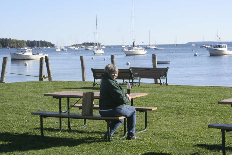A picnic at Rockport harbor.  Thanksgiving sandwiches from The Market Basket.