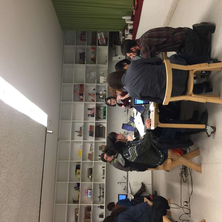 Making edits at the Walker Art Center Art + Feminism Wikipedia edit-a-thon.