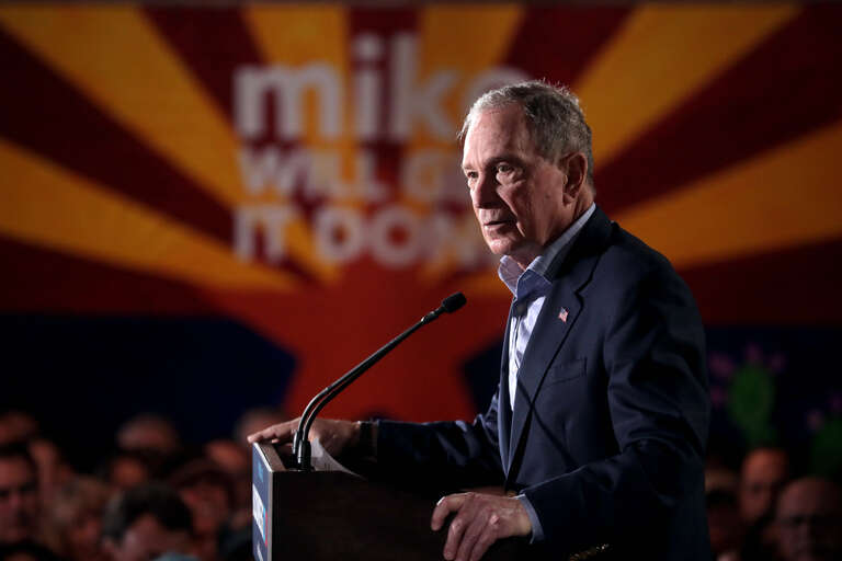 Former Mayor Mike Bloomberg speaking with supporters at a campaign rally at Warehouse 215 at Bentley Projects in Phoenix, Arizona.

Please attribute to Gage Skidmore if used elsewhere.