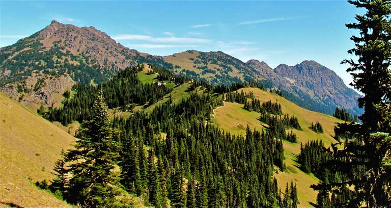 Mt. Angeles (left), Rocky Peak (right) seen from Hurricane Ridge, Olympic National Park