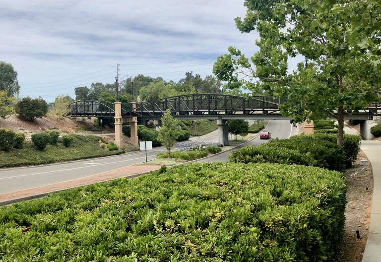 Bicycle/pedestrian bridge for the Iron Horse Regional Trail over Murrieta Boulevard north of East Stanley Boulevard in Livermore, California.  Opened in June 2022.