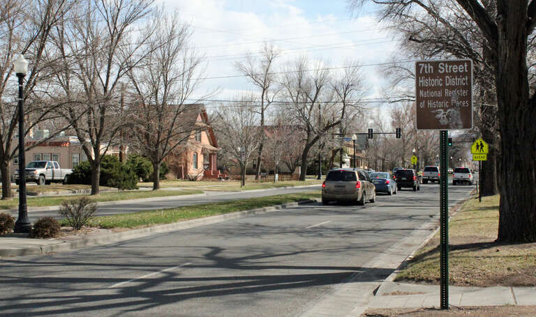 The North Seventh Street Historic Residential District, located on 7th Street between Hill and White avenues in Grand Junction, Colorado. The district is listed on the National Register of Historic Places.