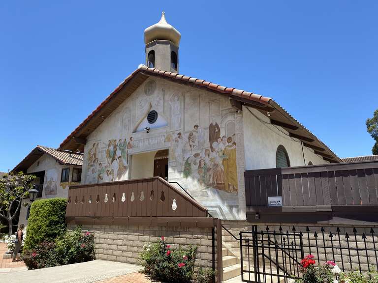 A church in the Old World Village in Huntington Beach, California.