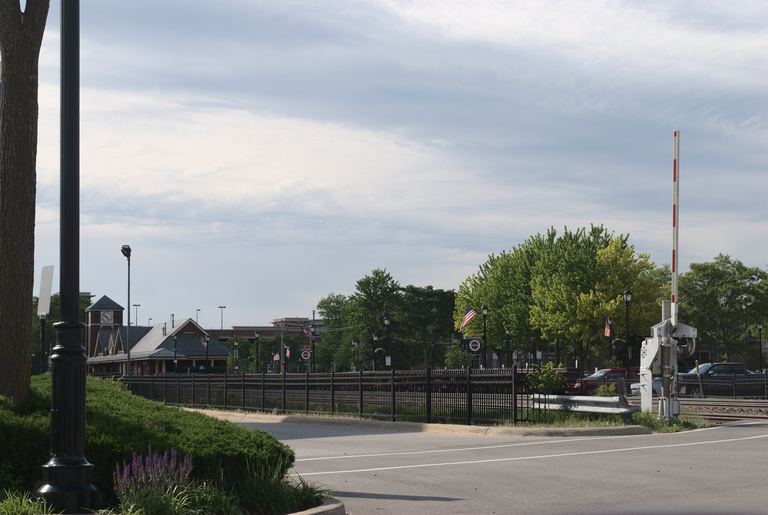 The Palatine Metra Station as viewed from Brockway Street in Palatine, Illinois
