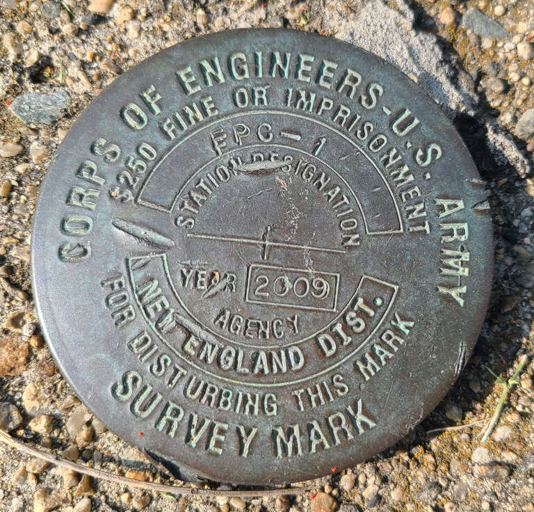 U.S. Army Corps of Engineers survey marker at Corliss Landing in Providence, Rhode Island