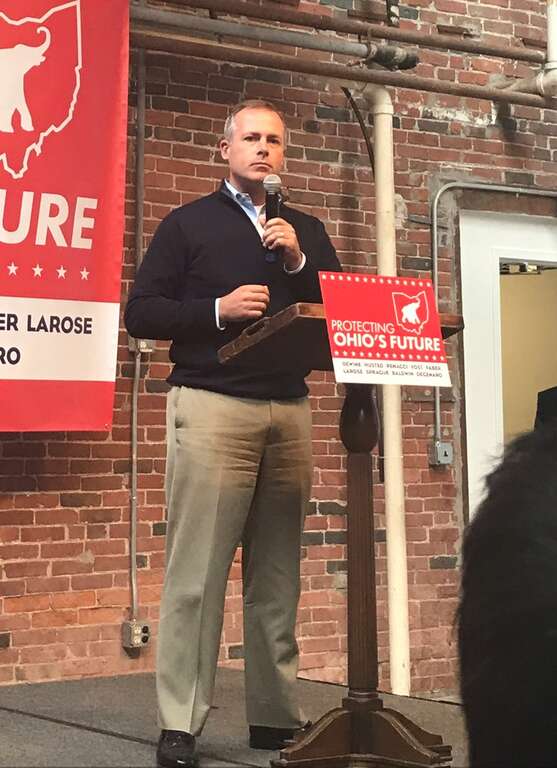 Robert Sprague speaking at the 2018 GOP statewide traveling bus rally- Protecting Ohio's Future