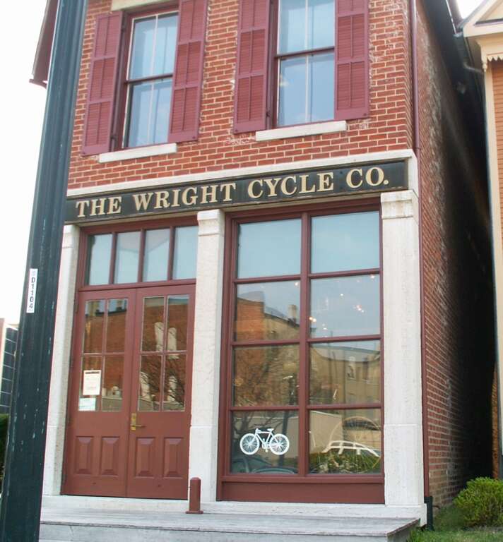 Wright Brothers cycle shop in downtown Dayton, Ohio, USA.  It is the only one left in Dayton.  Its surroudings were rebuilt as a historical site.  The brothers moved multiple times.