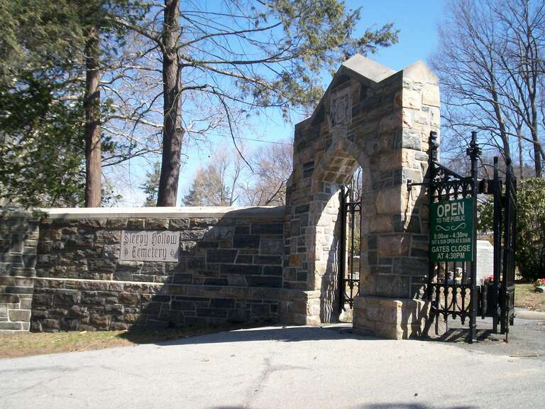 Main entrance to Sleepy Hollow Cemetery in New York.