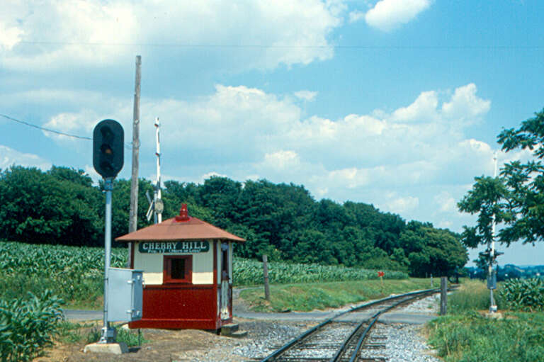 The Cherry Hill &quot;station&quot; is the only stop on the 4.5 mile (7 km) length of the Strasburg Rail Road line.  It is at the Groff's Grove picnic area, where you can watch the trains go by.  It is the only double-track passing area on the line.  Cherry