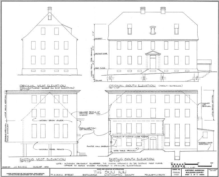 Moravian Sun Inn on the NRHP since October 2, 1973. At 564 Main Street, Bethlehem, Northampton County, Pennsylvania.  Built 1758 but with major modifications.