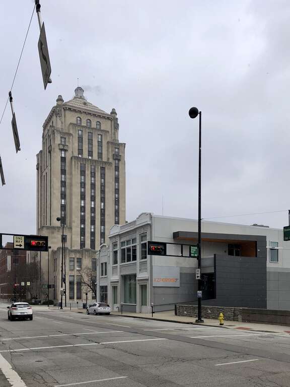 Built in 1931, the Art-Deco style Cincinnati Times-Star Building, designed by Samuel Hannaford and Sons, stands at the corner of Broadway and Reedy Street in Downtown Cincinnati.  Built for the Cincinnati Times-Star, owned by the Taft family, the
