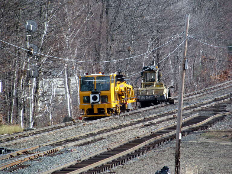 Track work vehicles east of Wachusett Layover in November 2015